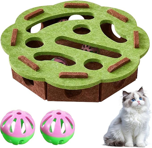 Cat Scratch Puzzle Enrichment Box, Cat Nail File Enrichment Box, Interactive Cat Toy Puzzle Toys for Indoor Cats Felt Maze Box Kittern Toys Pet Cat Games Self Play Fun