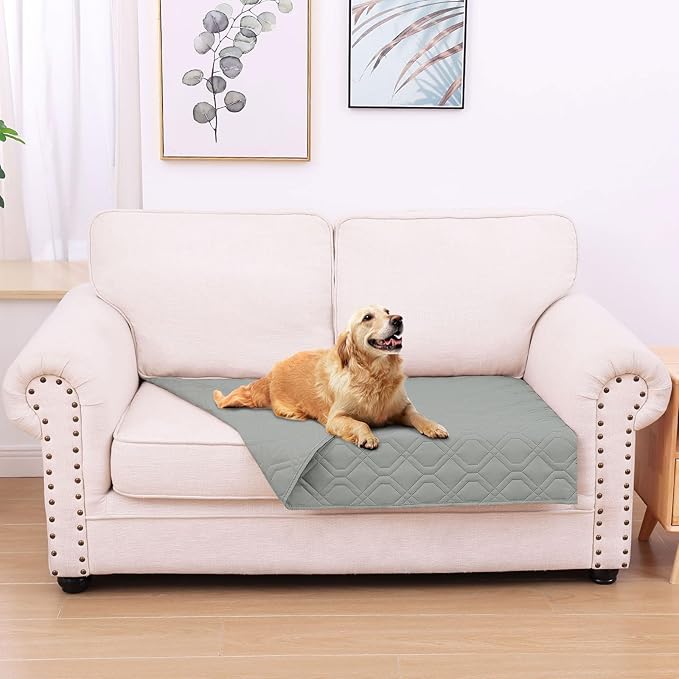 hyha Waterproof Dog Bed Blanket, Soft Pet Blankets, Waterproof Couch Cover for Dogs, Reversible Sofa Covers Washable for Furniture (30x53 Inch, Grey/Grey)