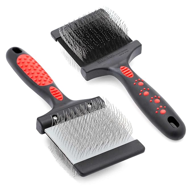 Jeffers Pet Double Sided Grooming Slicker Brush for Dogs, Cats, Puppies – Flexible Head with Stainless Steel Pins – Detangler Tool for Mats, Loose Fur, Shedding – Home or Professional Use - Large