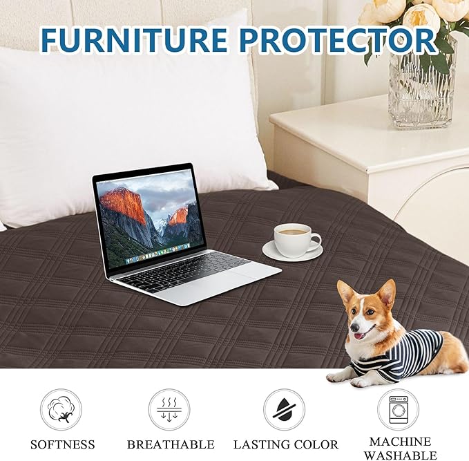 hyha Waterproof Dog Blanket, Reversible Pet Bed Blanket, Soft Sofa Couch Cover for Dogs Washable, Waterproof Pet Couch Covers for Sofa Puppy Cats Furniture Protector(40"x70", Chocolate/Beige)