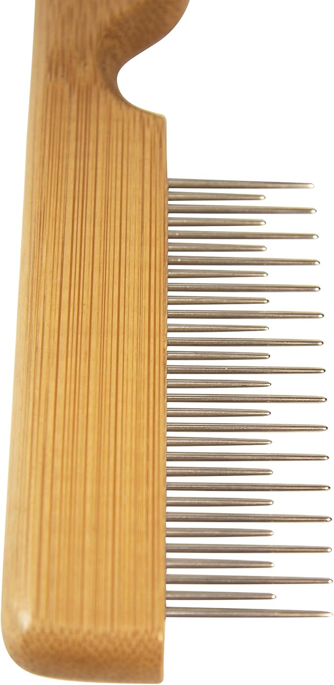 Detangling Pet Comb for Matted Hair and Detangler, with Long & Short Stainless Steel Teeth for Dog and Cat- Natural Easy Grooming Tool