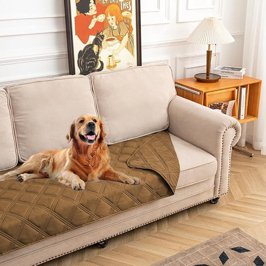 fuguitex Waterproof Dog Blanket Reversible for Small Dogs Resistant Leakproof Washable Couch Cushion Bed Protector Cover for Indoor Furniture Pet Friendly（30"*90",Brown+Brown