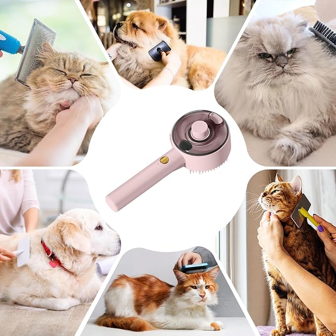 Water Brush for Cats - Anti-Static Grooming Mist Comb - with Release Button Rechargeable Dog Brush - Grooming Tool for Kittens Puppies Massage Shedding