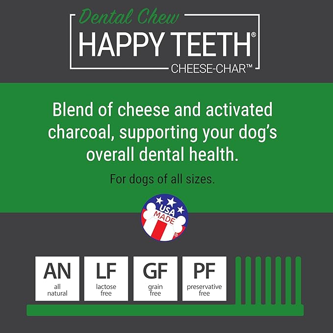 Himalayan Dog Chew Happy Teeth Yak Cheese, Soft Dog Chew, 100% Natural Soft Density Dental Treats, Gluten Free, Safe Treats for Oral Health, Lactose & Grain Free, Protein Rich, Cheese-Charcoal 2 Count