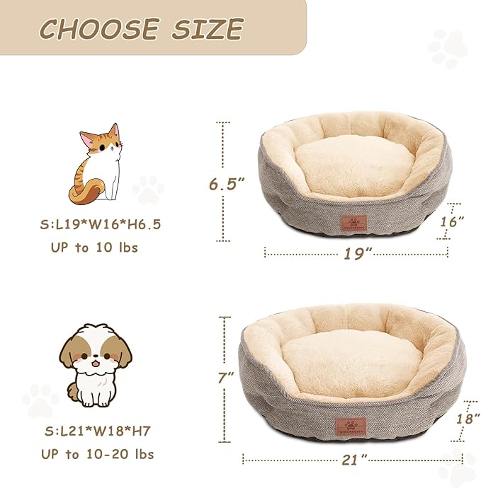 WINDRACING Cat Beds for Indoor Cats, Dog Bed for Small Dogs Breeds, Soft Kennel Bed, Comfy Durable Pet Sleeping Bed, Washable Roun Cat Bed & Non-Slip Bottom, Size 21" L x 18" W x 7" Th