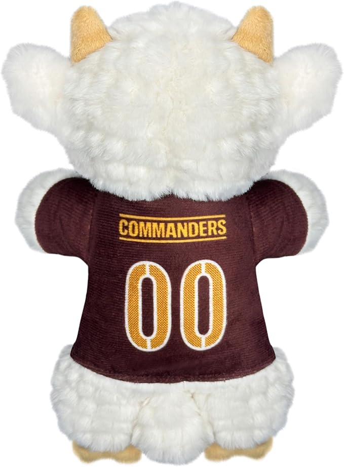 Pets First NFL Wshington Commanders Plush Goat Animal for Dogs and Cats with Squeaker, Wearing a Team Jersey! Fun & Sporty Goat Shaped Dog Chew Animal