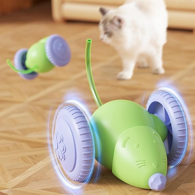 Interactive Cat Toys for Indoor Cats,Automatic Moving Kitten Toys,Cat Mouse Toy with Tail Lights,Cat Toys for Bored Indoor Adult Cats,Cat Enrichment,Smart Electric Tails for Chasing Pet Toys