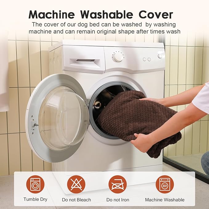 Orthopedic Dog Beds for Large Dogs, Memory Foam Dog Beds Large Sized Dogs, Washable Removable Cover, Nonskid Bottom, Waterproof, for Indoor, Outdoor, Crate ＆ Car Use, 41x27x6 Inches, Brown Grey