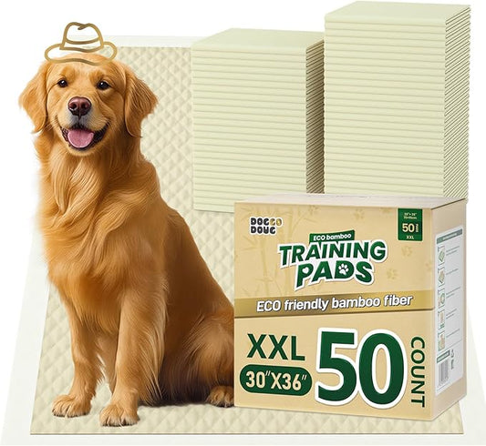 Puppy Pads 50 Count Small 30x36in Bamboo Training Pads Deodorizing Leakproof Quick Drying Dog Pee Pads Super Absorbent Disposable Pee Pads for Dogs with Adhesive Tabs