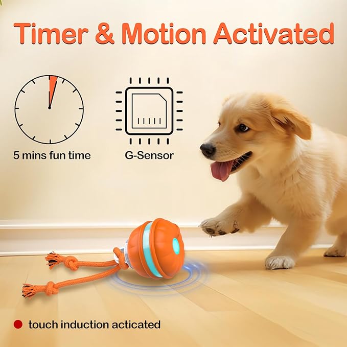 Peppy Pet Ball for Dogs, Dog Interactive Toys,Motion Activate Rolling Ball for Puppy/Small Dogs, Automatic Moving Toy,USB Rechargeable