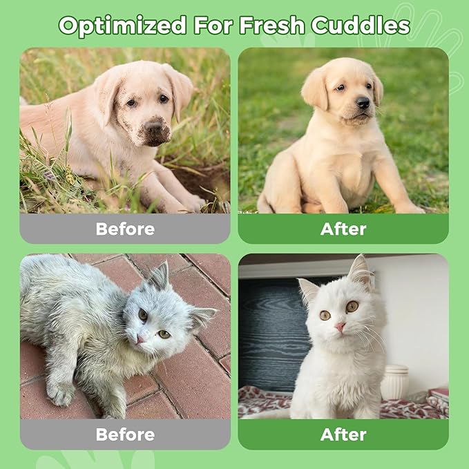 Vannon Extra Thick Pet Bathing Wipes for Dogs & Cats, Cleaning & Odor-Controlling Grooming Gloves, Nourish Fur Glove Wipes for Daily Care and Traveling, Rinse Free, Coconut Scent, 2 Pack, 12 PCS