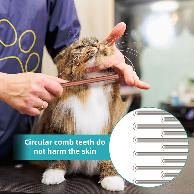 3PCS Solid Wood Pet Comb for Cats Dogs & rabbits,Stainless Steel TeethComfort and safety,Removes Tangles and Loose Fur, Grooming Comb for Small Medium Pets