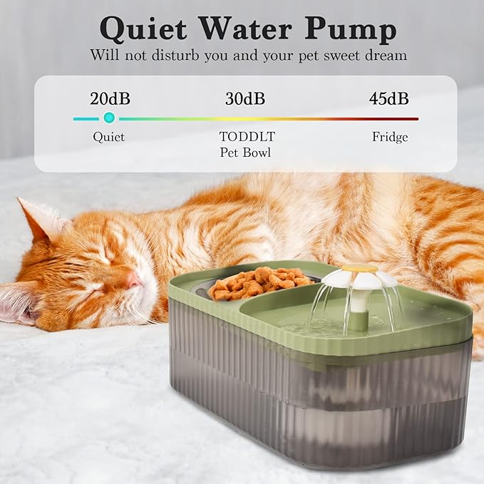 Water Fountain for Cats Inside, Cat Feeding & Watering Supplies, Super Quiet Automatic Pet Water Dispenser 100oz/3L with Stainless Steel Cat Bowls and Long Life Span Pump