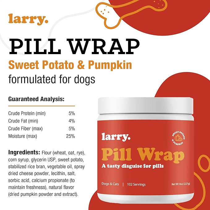 Sweet Potato Pill Wrap for Dogs - Pumpkin Moldable Paste - Hide Dog Medication Pouches - Medicine Treats Pill Hider - 102 Servings - 8 oz - Made in USA