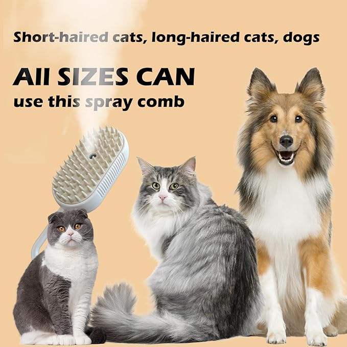 Cat Steam Brushes for Shedding, 4 in 1 Rechargeable Steam Brush for Cats and Dogs,Grooming Comb with Spray
