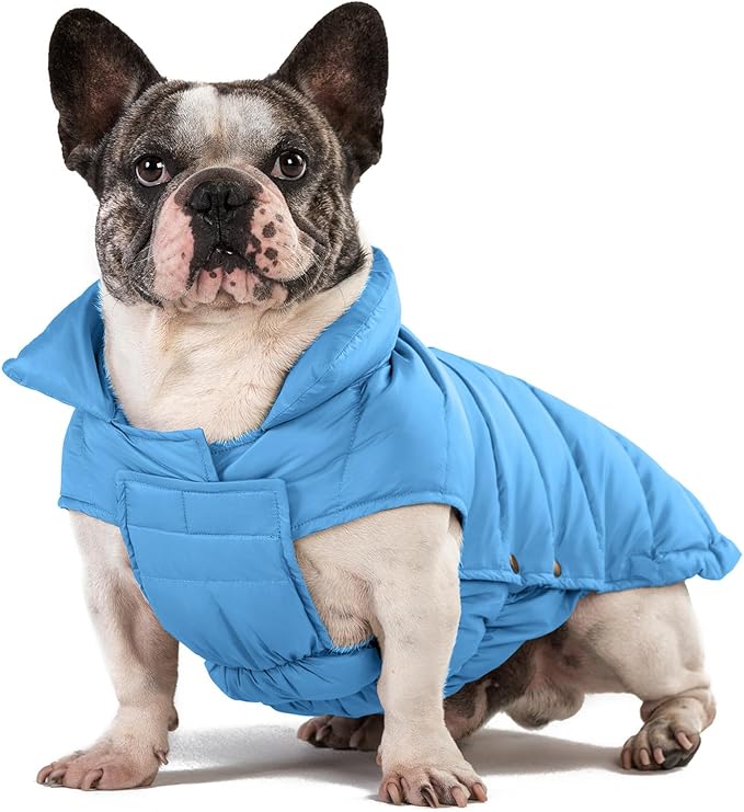 SPACE LION Dog Puffer Jacket, Down Winter Coat, Durable Outdoor Coat for Cold and Windy Conditions, Lightweight & Adjustable Fit Coats for Medium & Large Dogs,(Blue, Size16/XL)