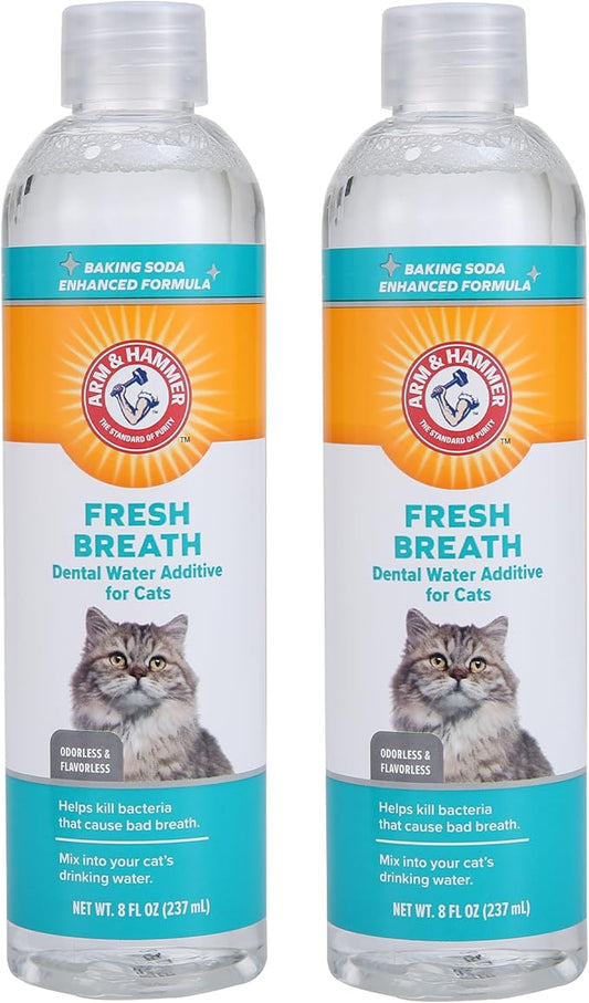 Arm & Hammer for Pets Advanced Care Dental Water Additive for Cats Cat Teeth Cleaning Product for All Cats Odorless and Flavorless Cat Dental Rinse, 8 Ounces - 2 Pack