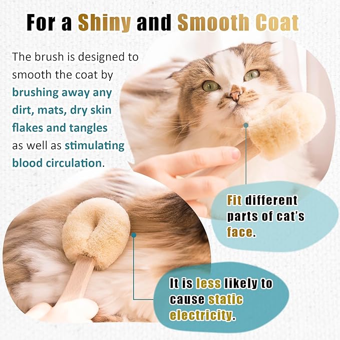 Relaxing Cat Grooming Massage Brush – Gentle Natural Tawashi Brush for Sensitive Cats, Stress‑Free Daily Grooming (Not a Heavy Deshedding Tool) Made in JAPAN (Type-A)