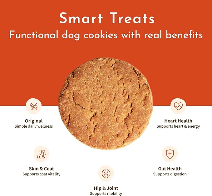 Pawco Dog Treats, Original – Supports Daily Wellness & Enjoyment – Crunchy Dog Cookies with Peanut Butter & Apple – Functional & Healthy Rewards for Dogs – Magic Cookie – 8.8oz