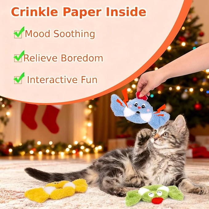 Retro Shaw Cat Toys,Bird Cat Toy with Catnip & Silvervine - Interactive Realistic Kitten Toy with Crinkle Sound for Indoor Cats, Satisfies Natural Hunting Instincts
