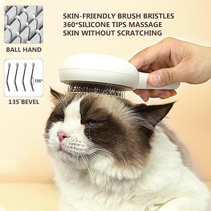Cat Dog Brush For Shedding,Skin Friendly Self Cleaning Shedding Grooming Brush,Deshedding and Hair Removal for Long and Short Haired Pets,Massage Removes Loose Fur