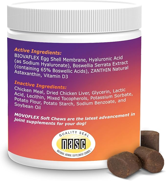 MOVOFLEX Joint Support Supplement for Dogs - Hip and Joint Support - Dog Joint Supplement - Hip and Joint Supplement Dogs - 120 Soft Chews for Small Dogs (By Virbac)
