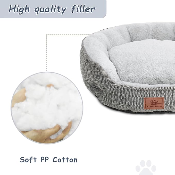 WINDRACING Cat Beds for Indoor Cats, Dog Bed for Small Dogs Breeds, Soft Kennel Bed, Comfy Durable Pet Sleeping Bed, Washable Roun Cat Bed & Non-Slip Bottom, Size 21" L x 18" W x 7" Th