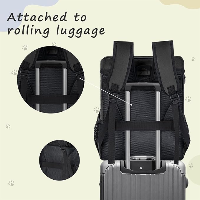 ANILD Dog Travel Backpack - Airline Approved Double-layer Pet Travel Bag Accessories with 2 Food Storage Bag and 2 Foldable Silicone Bowls for Hiking & Camping