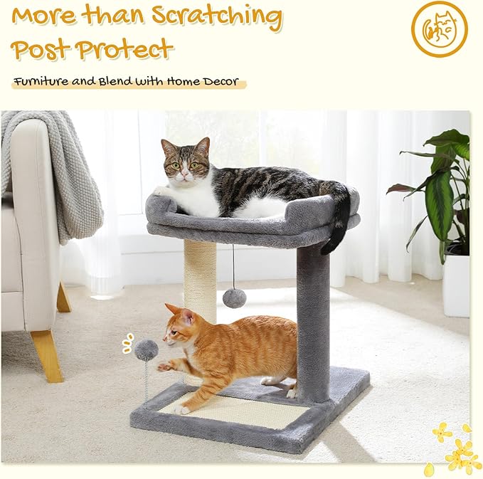 PAWZ Road Cat Scratching Post Bed, Small Cat Tree Tower with Cat Scratcher Pad Large Top Removable Bed with Play Ball Great for Kittens and Cats