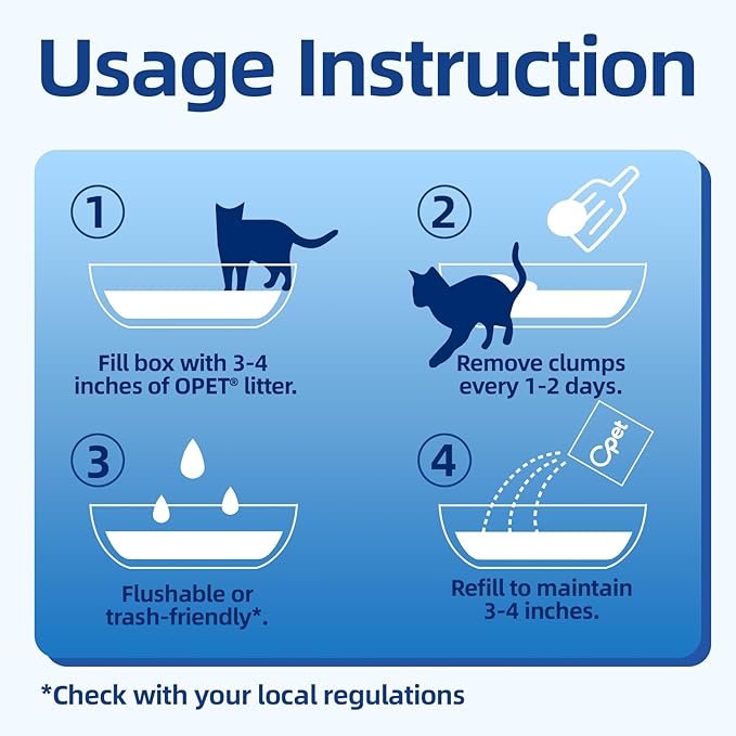 OPET Tapioca Cat Litter, Natural Corn & Cassava Sustainable Ingredients, Quick and Strong Clumping, Flushable, Superior Odor Control, 99.9% Dust Free Kitty Litter 16LB