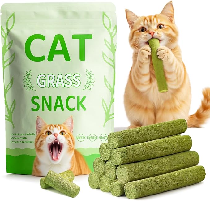 Cats Treat 17Pack 100g Cat Grass Teething Stick for Hairball Removal Kitten Toy Freeze Dried Catnip Toys Chew Dental Food for Indoor Kitty Lickable Edible Snack
