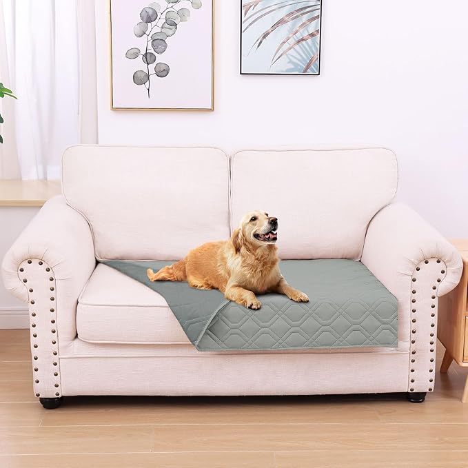 hyha Waterproof Dog Bed Blanket, Soft Pet Blankets, Waterproof Couch Cover for Dogs, Reversible Sofa Covers Washable for Furniture (30x53 Inch, Grey/Dark Grey)