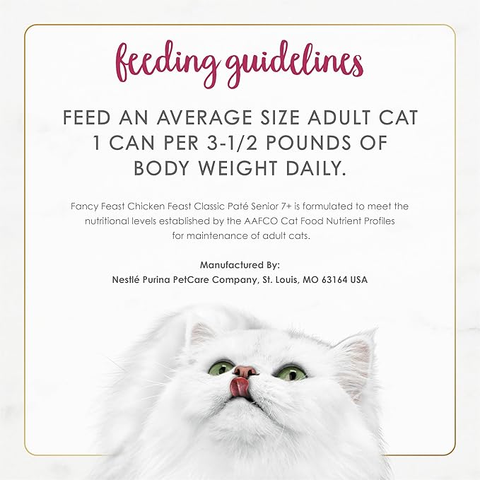 Purina Fancy Feast Wet Senior Cat Food 7 Years Plus Chicken Feast Pate - (Pack of 24) 3 oz. Cans