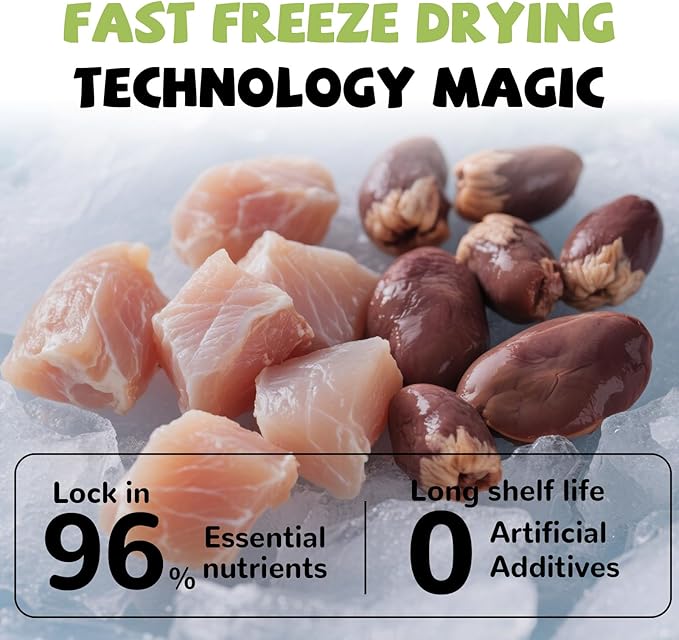 PAWUP Freeze Dried Dog Treats,Chicken Breast&Organs Recipe Raw Dog Food Topper, High Protein Freeze-Dried Food for Cats, Rawhide Free, Gluten&Grain Free, 5.3oz