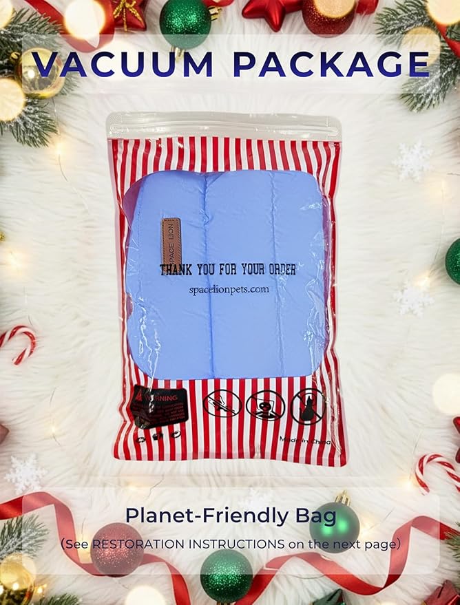 SPACE LION Dog Puffer Jacket, Down Winter Coat, Durable Outdoor Coat for Cold and Windy Conditions, Lightweight & Adjustable Fit Coats for Medium & Large Dogs,(Blue, Size16/XL)