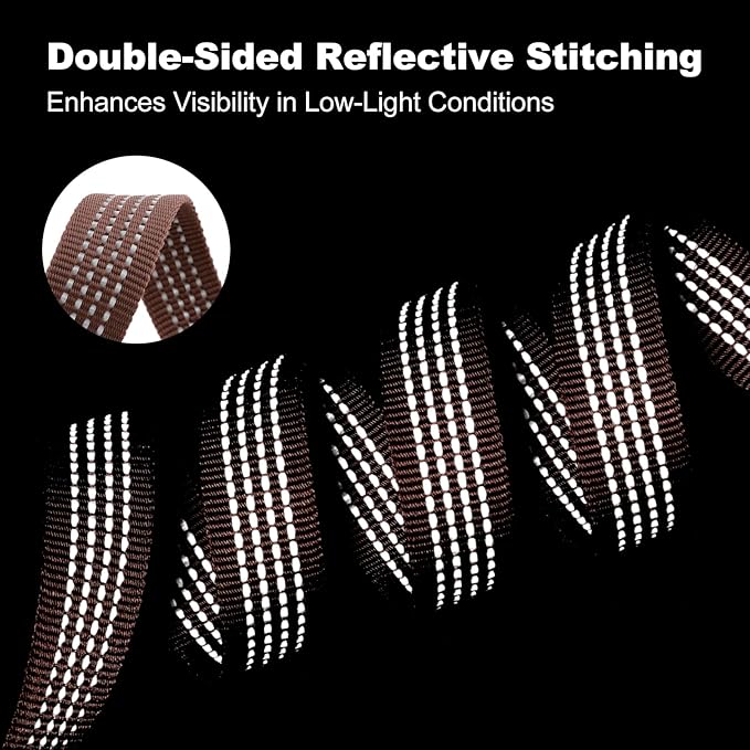 Plutus Pet Heavy Duty Dog Leash with Lockable Aluminum Carabiner, 4/6 Feet Long, Double-Sided Reflective Nylon, Padded Handle, for Puppy, Small, Medium and Large Dogs (Chocolate, 4/5" x 6')