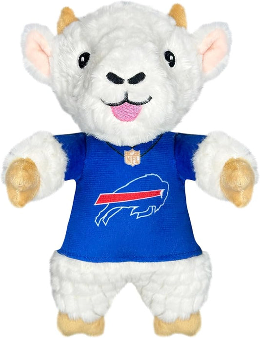 Pets First NFL Buffalo Bills Goat Plush Toy for Dogs and Cats with Squeaker, Wearing a Team Jersey! Fun & Sporty Goat Shaped Dog Chew Toy, Interactive Pet Toy