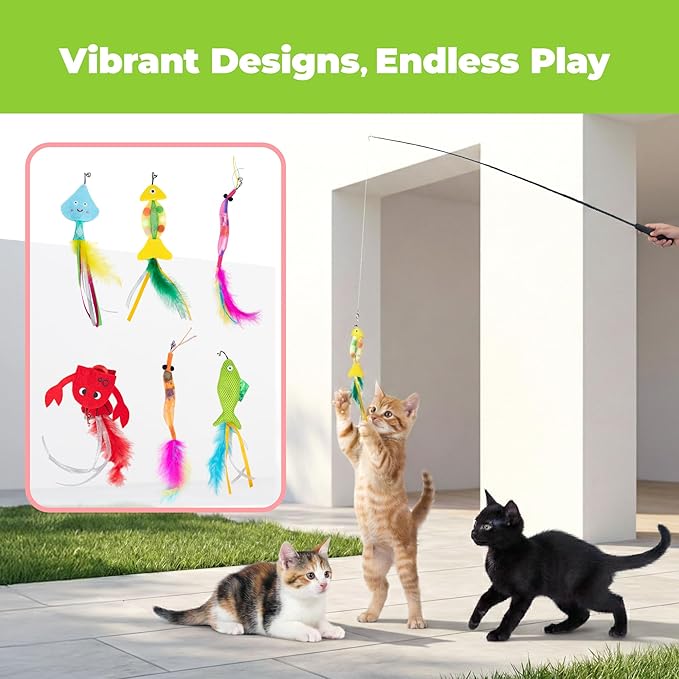 Catify by Best Pet Supplies Interactive Cat Toys – Plush, Motion-Activated & Squeaking Toys with Premium North American Catnip for Indoor Cats & Kittens - Meow Chase Playset