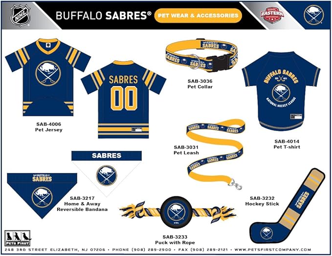 Pets First NHL Buffalo Sabres Stick Toy for Dogs & Cats. Play Hockey with Your Pet with This Licensed Dog Tough Toy Reward!