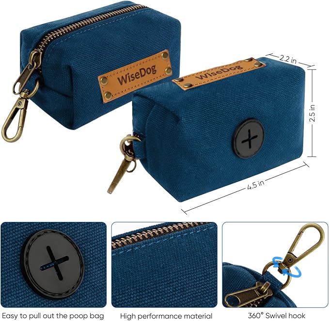 Wisedog Dog Collar and Leash Set, Waterproof Adjustable Puppy Collars with Cute Tag 4FT Dog Leash with Poop Bag for Small Medium Large Dogs (S, Blue)