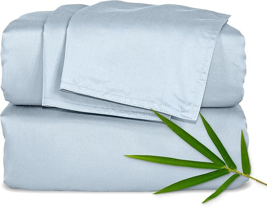 Pure Bamboo Twin XL Sheets, Genuine 100% Organic Viscose Derived from Bamboo Bed Sheet Set, Luxuriously Soft & Cooling, Double Stitching, 2 Year Quality Promise (Twin XL, Glacier)