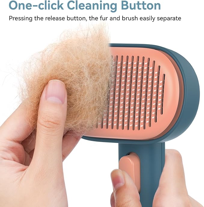 Aumuca Self-Cleaning Shedding Brush for Dogs & Cats, Gentle Deshedding Tool for Long & Short Hair Pets, Easy Hair Removal Grooming Brush for Puppies