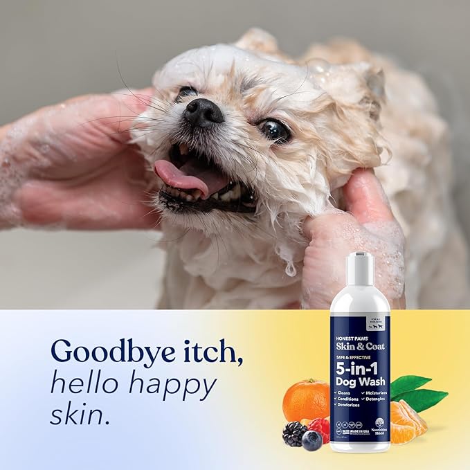 Honest Paws Dog Shampoo and Conditioner - Premium Dog Wash for Allergies and Dry, Itchy, Moisturizing for Sensitive Skin - Sulfate Free, Plant Based, All Natural -16 Fl Oz