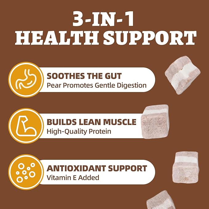 Wellix Freeze Dried Duck&Pear Treats for Cats&Small Dogs - Natural Freeze Dried Cat Treats for Gut,Digestion Healthy - High-Protein Food Topper for Kittens Training Snacks 4.93oz