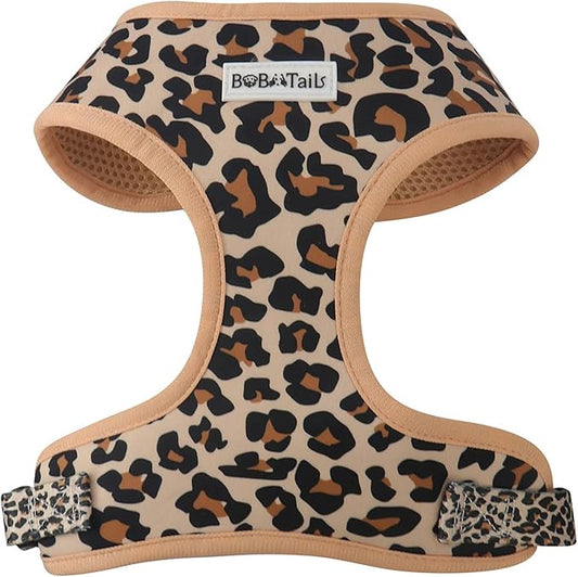 Flower Printed Dog Harness with D-Ring Leash Clip Set,Adjustable Soft Padded and Polyster Fabric Pet Vest for Medium and Small Dogs (Leopard, Extra Small)