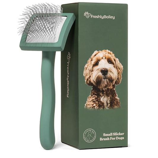 Freshly Bailey Doodle Brush for Goldendoodle, Poodle, and Labradoodle Coats - Best Slicker for Dogs With Wavy & Curly Hair - Detangle & Fluff Like a Pro - Grooming Must Haves (Small)