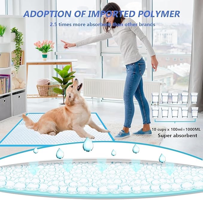 XXXXL Puppy Pee Pads for Dogs 36"x47" 30 Count, Extra Large Dog Pee Pads, Leak-Proof & Super Absorbent Dog Pee Pads, Thicken Disposable Potty Pads Puppy Training Pads for Cats Rabbits