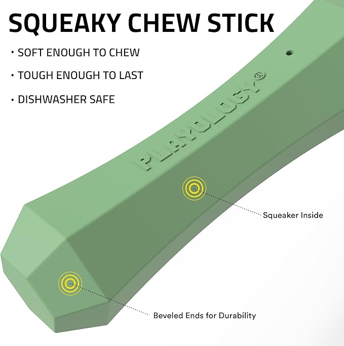 Playology Dog Toys | Durable Squeaky Chew Stick for Dogs | Medium Butternut Squash & Sage Scented Toy - Limited Edition Fall Collection | Easy to Clean and Made from Non Toxic Materials
