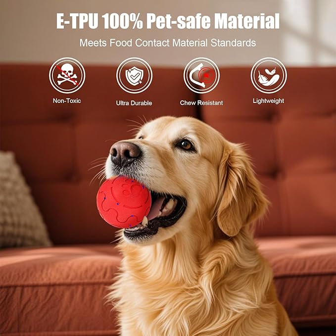 Interactive Dog Ball, Smart Dog Toy for Medium and Large Dogs, Automatic Moving, Rotating & Bouncing, E-TPU Material, IP54 Waterproof, Motion-Activated Dog Stimulation Toy to Keep Them Busy
