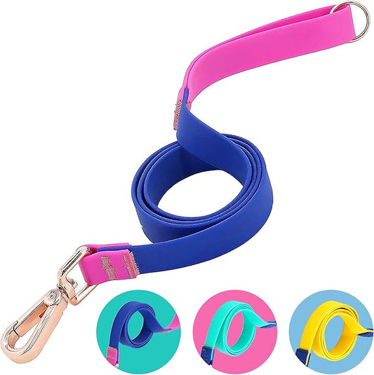 Jelly Colorful Dog Leash, Waterproof Training Leash for Walking, Hiking & Outdoor Activities, Non-Slip Grip, Anti-Odor Nylon Lead with Alloy O-Ring, Heavy Duty - M150, 5FT - Blue & Rose, M
